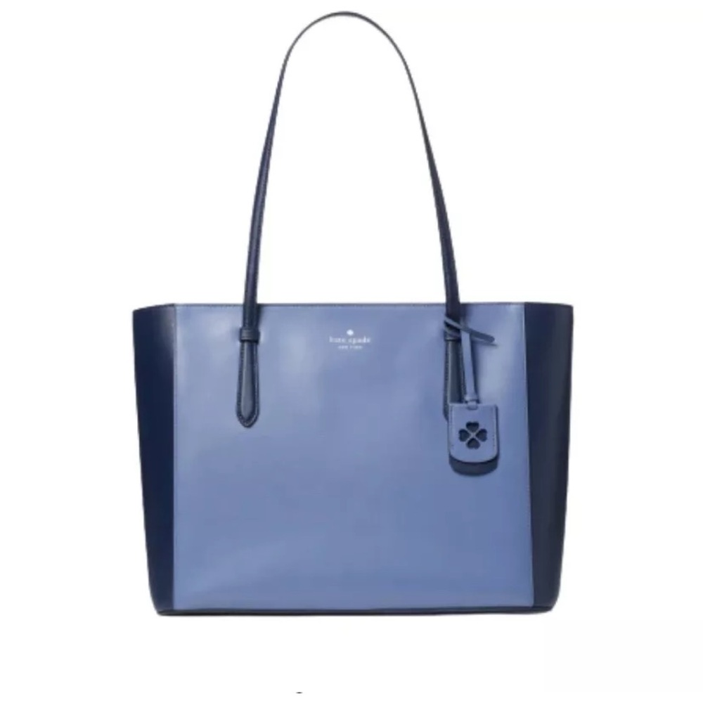 Kate Spade Leather Tote Schuyler Blueberry Cobbler Blue Medium EUC 11x17in